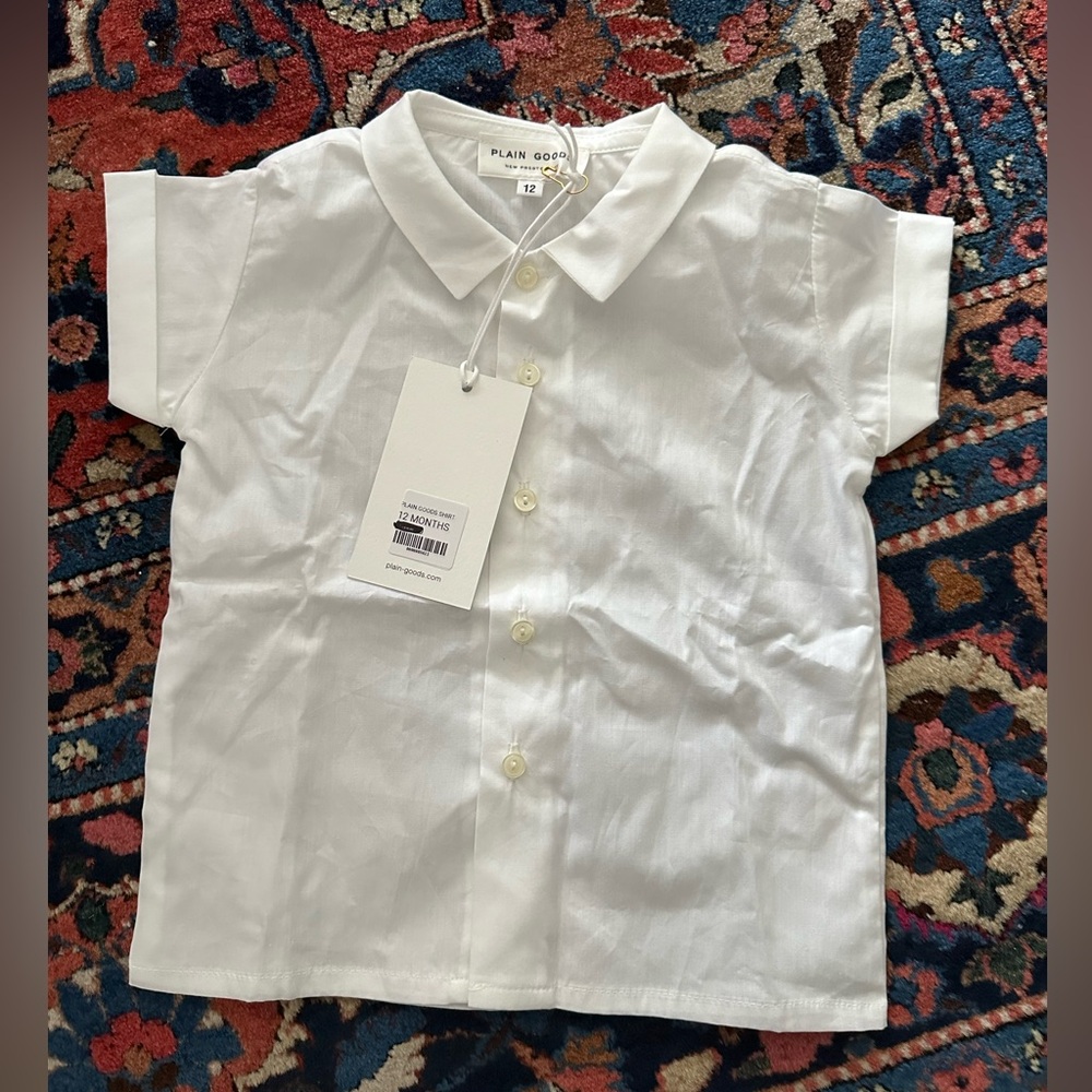 NWT Plain Goods White Collared Shirt